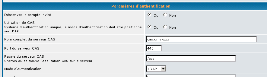 configuration cas