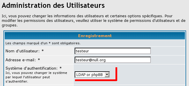 utilisateur choix ldap